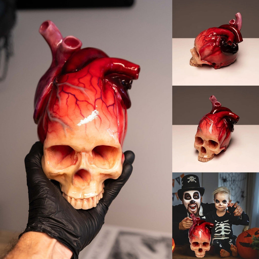 SpookyHeart Realistic Halloween Heart-Shaped Skull Sculpture