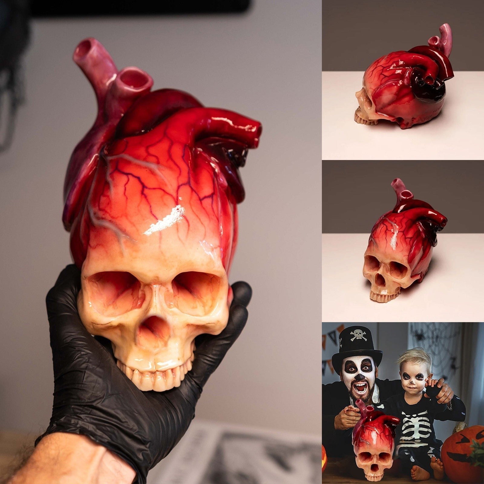 SpookyHeart Realistic Halloween Heart-Shaped Skull Sculpture