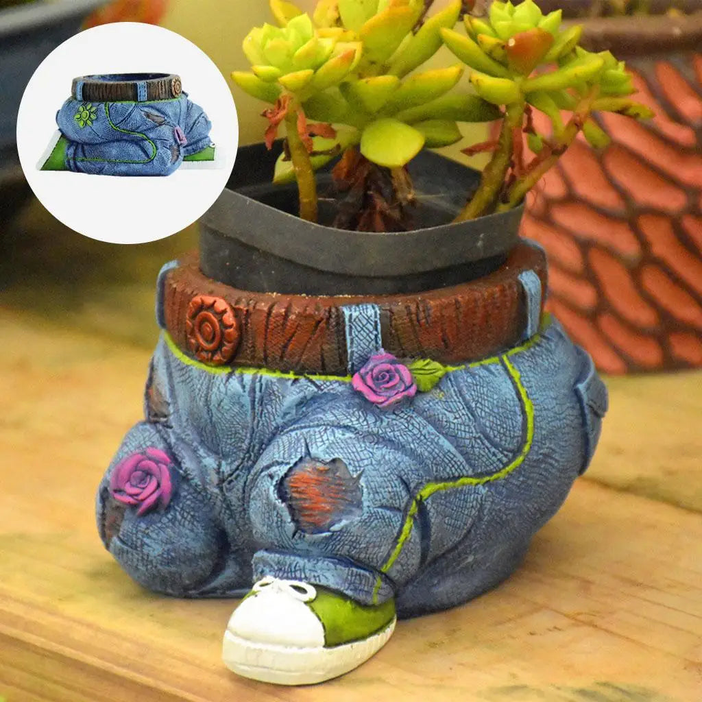 GardenBuddy Gardener Resin Succulent Pot Sculpture