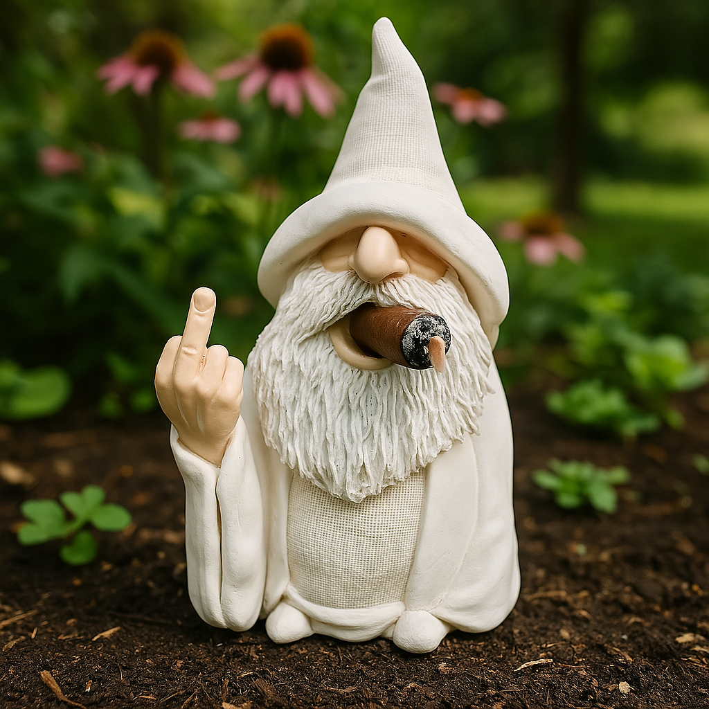 Angry Middle Finger Garden Gnome Decor