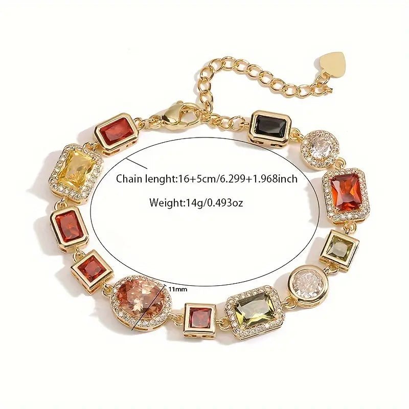 Geometric Zircon Jewelry Set – Modern Gold-Plated Necklace & Earrings