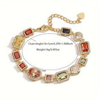 Geometric Zircon Jewelry Set – Modern Gold-Plated Necklace & Earrings