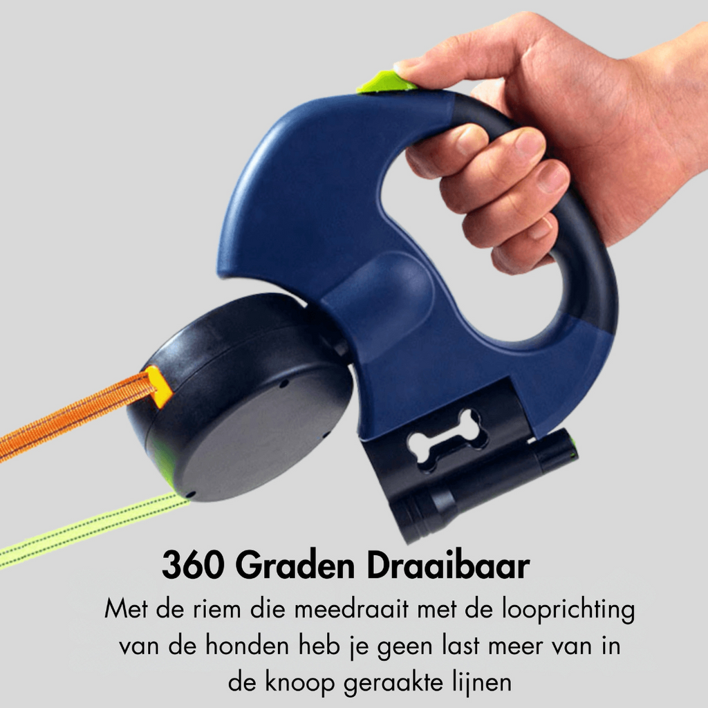 DuoLeash Double Dog Leash – Retractable & Knot-free With Flashlight