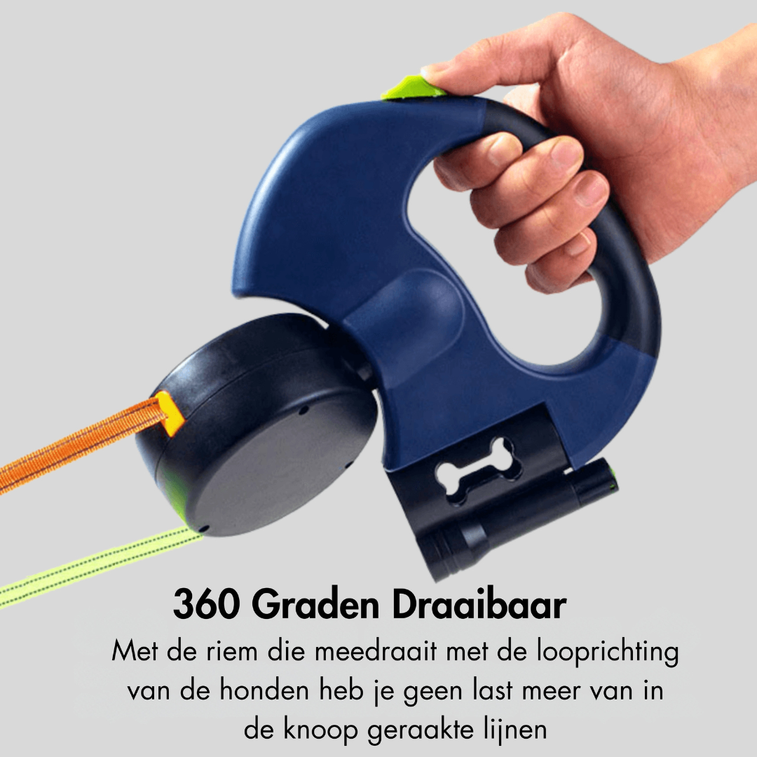 DuoLeash Double Dog Leash – Retractable & Knot-free With Flashlight
