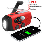 Self-Powered Emergency Radio – Hand Crank, Solar, Flashlight & Power Bank – FM/AM Radio, Essential for Disasters and Emergencies