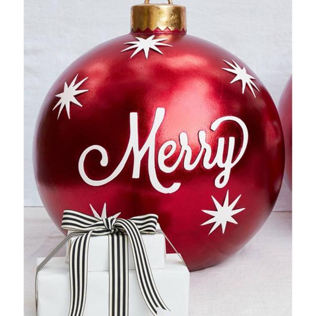 Giant Inflatable Christmas Ornament, 24 Inch Christmas Ball Outdoor Holiday Yard Lawn Porch Decor