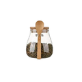 Glass Food Storage Jar with Airtight Wooden Lid and Spoon Container