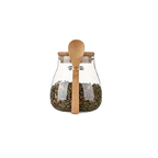 Glass Food Storage Jar with Airtight Wooden Lid and Spoon Container