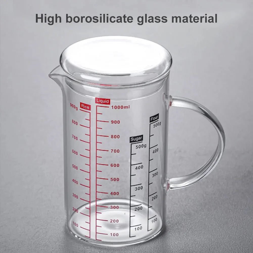 Glass Measuring Cup Food Grade High Borosilicate Glass Cups with Lid