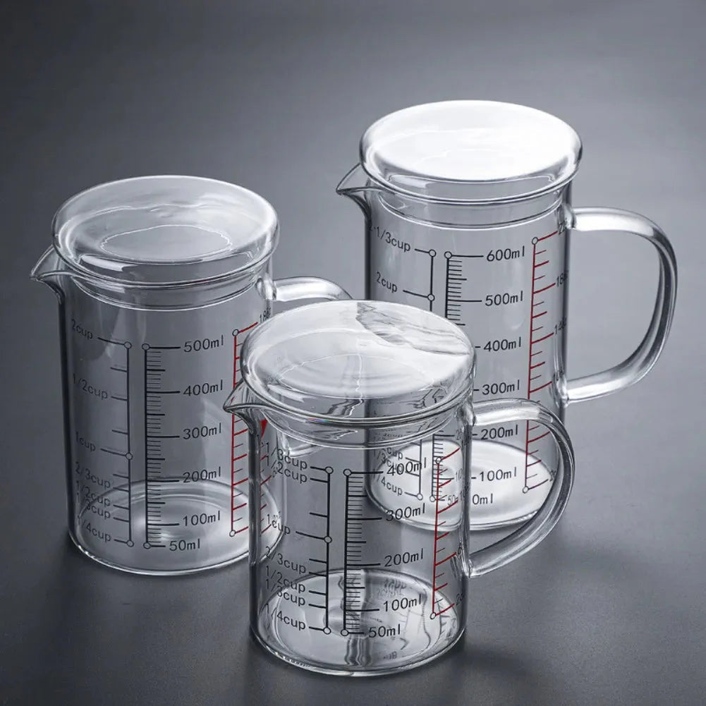 Glass Measuring Cup Food Grade High Borosilicate Glass Cups with Lid