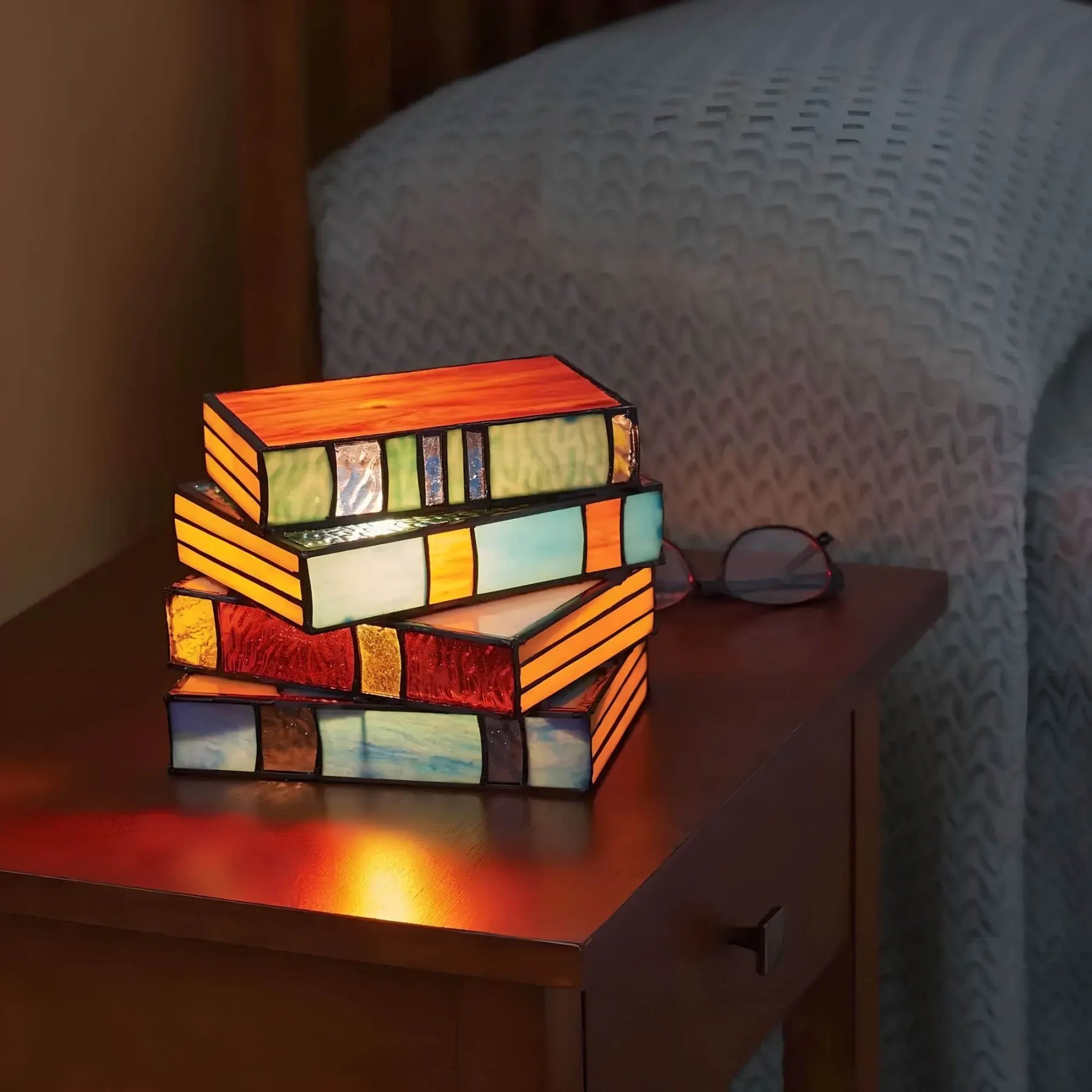 Stained Glass Book Lamp Multicolor
