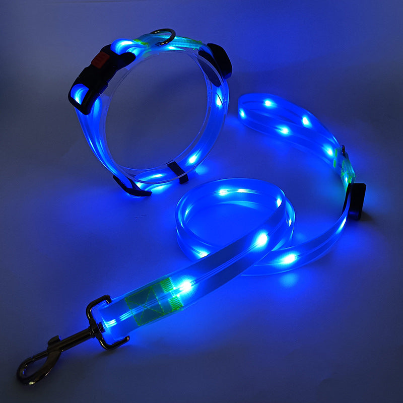 Glowing LED Dog Collar with Leash - NightBright