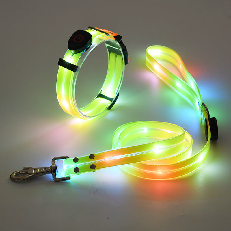 Glowing LED Dog Collar with Leash - NightBright