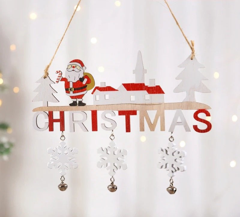 Gnome Santa Claus Wooden Hanging Ornament Signage - Set of 5 – Festive Christmas Decoration for Home, Door, and Tree, Perfect for Holiday Cheer