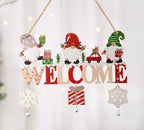 Gnome Santa Claus Wooden Hanging Ornament Signage - Set of 5 – Festive Christmas Decoration for Home, Door, and Tree, Perfect for Holiday Cheer