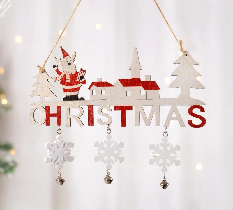 Gnome Santa Claus Wooden Hanging Ornament Signage - Set of 5 – Festive Christmas Decoration for Home, Door, and Tree, Perfect for Holiday Cheer