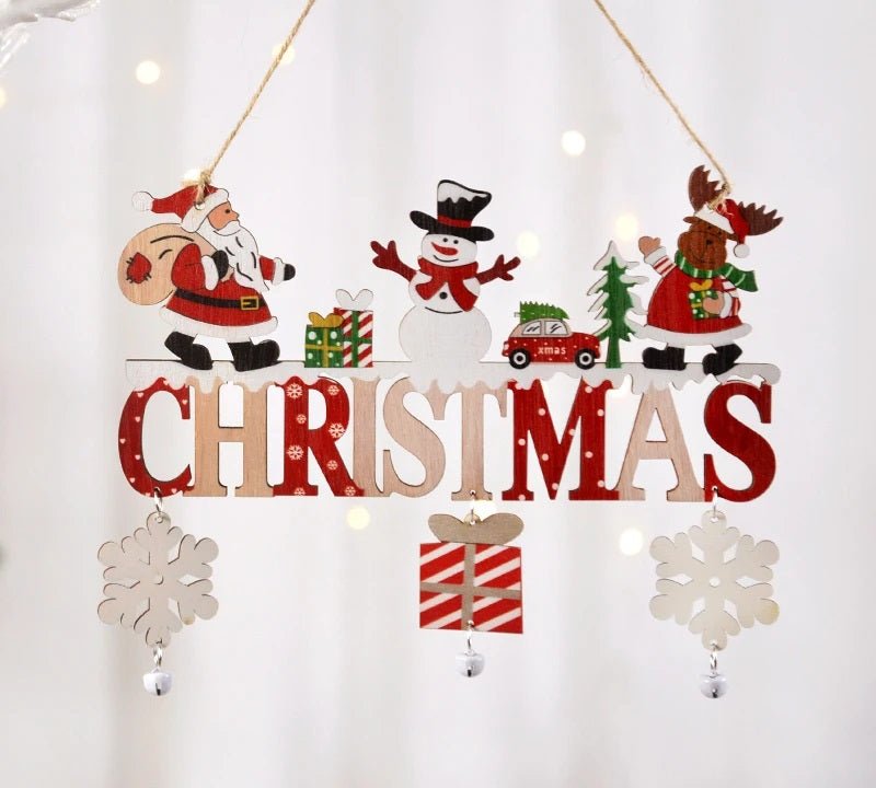 Gnome Santa Claus Wooden Hanging Ornament Signage - Set of 5 – Festive Christmas Decoration for Home, Door, and Tree, Perfect for Holiday Cheer