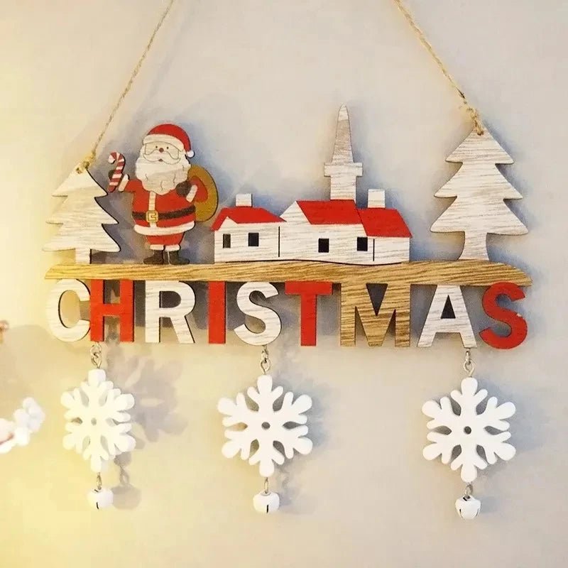 Gnome Santa Claus Wooden Hanging Ornament Signage - Set of 5 – Festive Christmas Decoration for Home, Door, and Tree, Perfect for Holiday Cheer