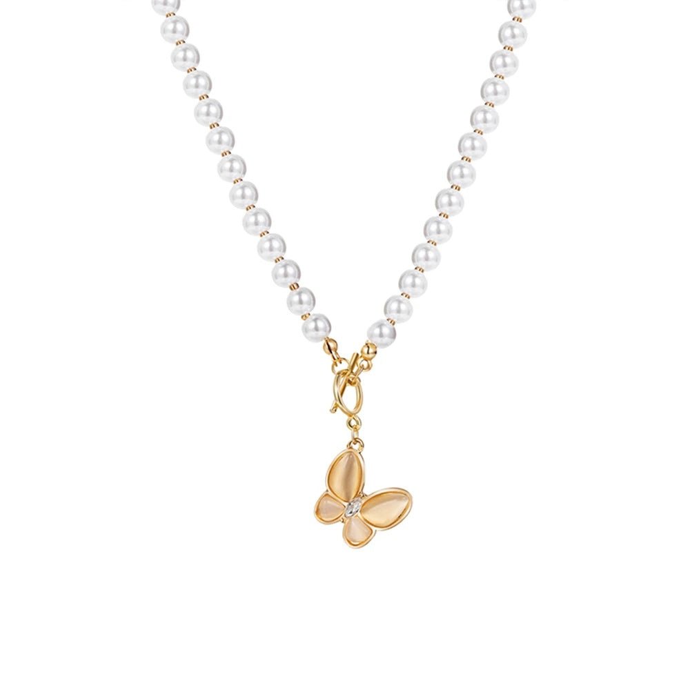 Gold Crystal Butterfly Clasp Choker Necklace