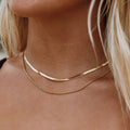 Women’s Layered Necklace | Gold Herringbone Choker & Rope Chain | Waterproof