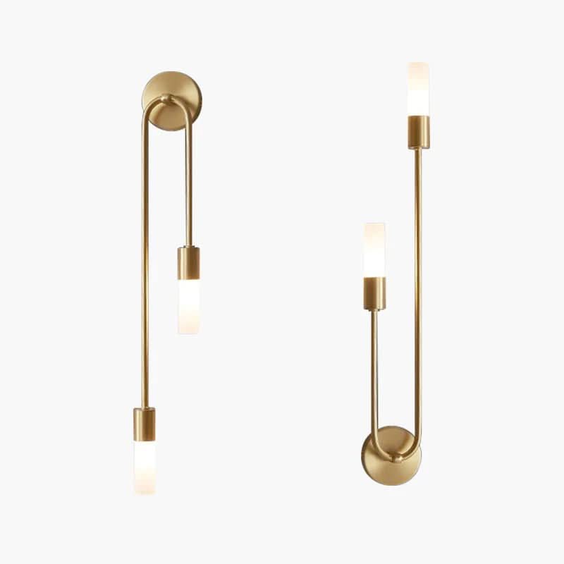 Modern Gold Wall Sconce – Dual Frosted Glass Lights