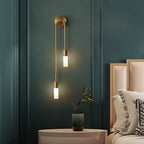 Modern Gold Wall Sconce – Dual Frosted Glass Lights