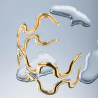 Gold Wavy Statement Bracelet and Necklace