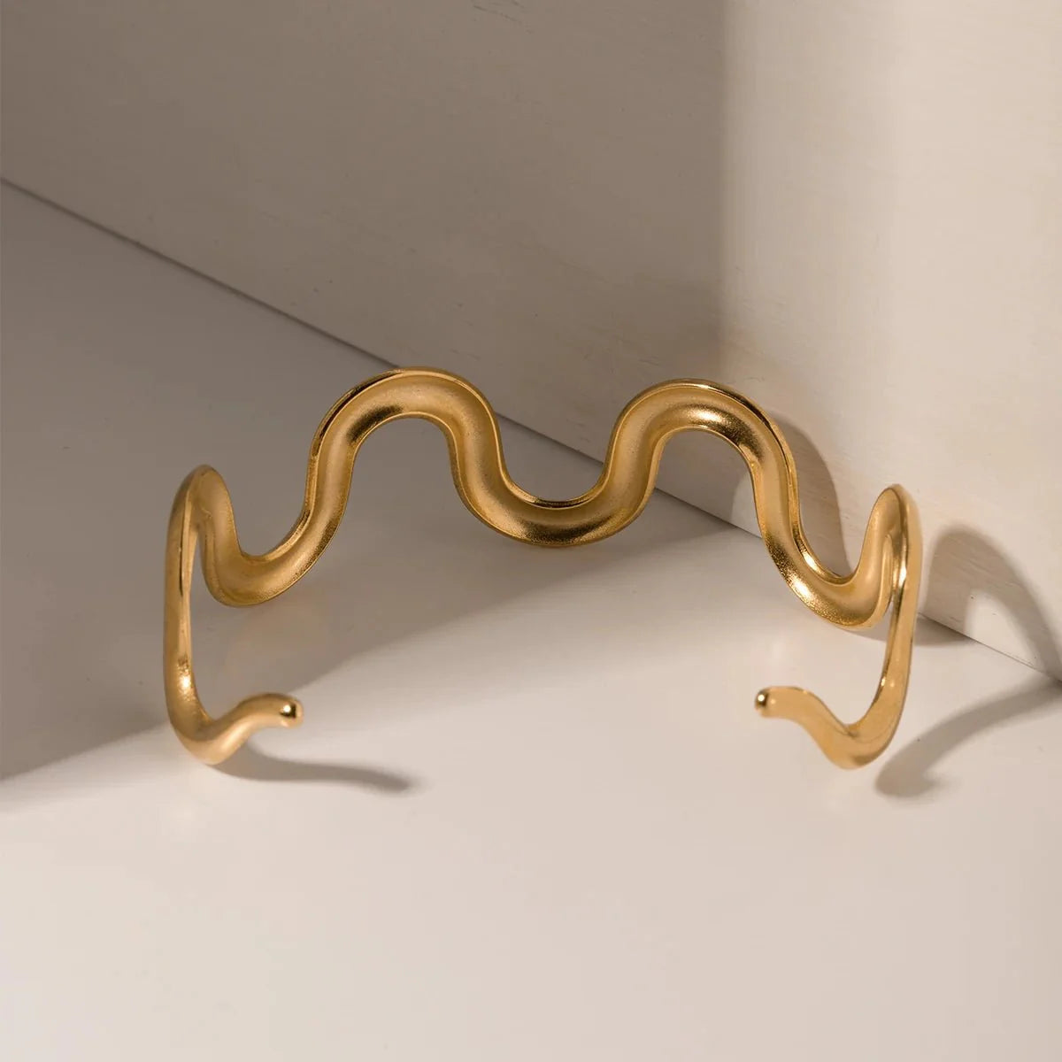 Gold Wavy Statement Bracelet and Necklace