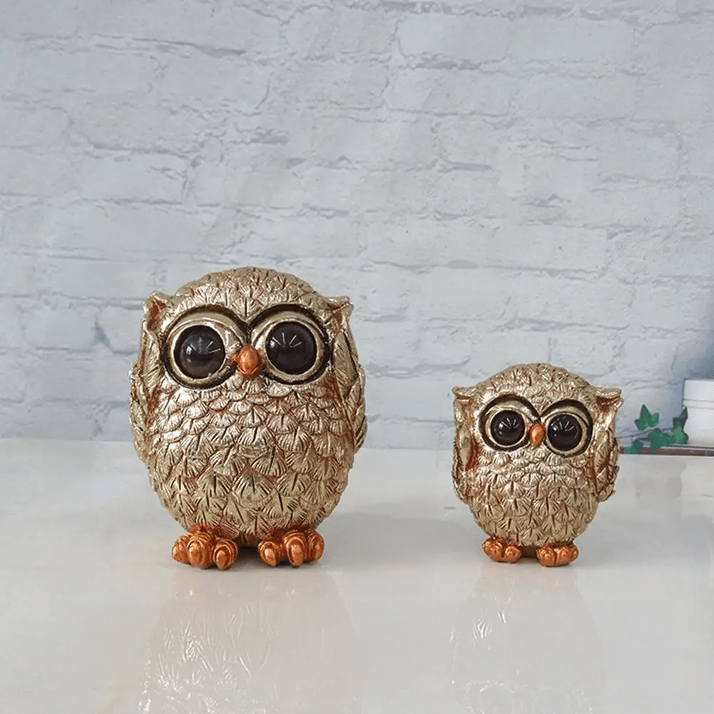 Gold Eagle Owl Decorative Statue – Handcrafted Antique Gold Accent for Elegant Interiors
