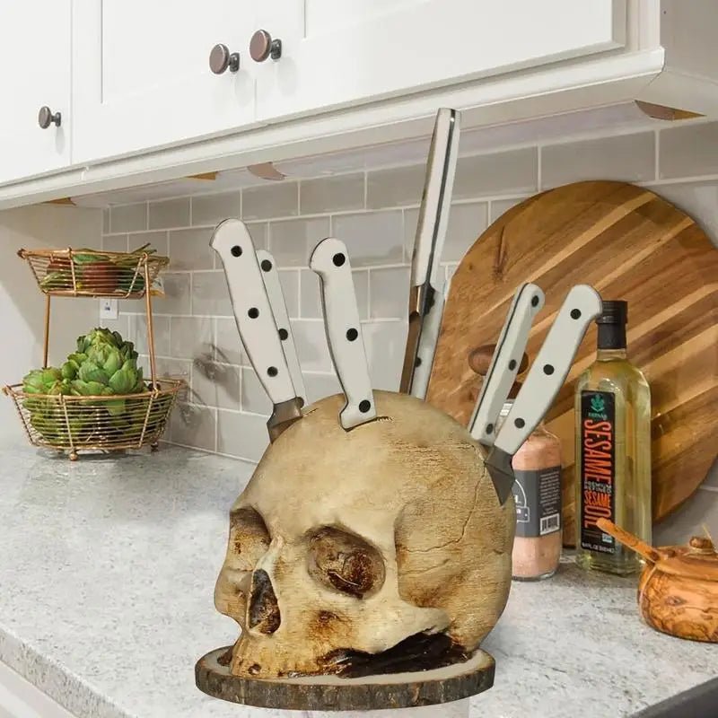 Gothic Skull – Handmade Knife Holder for Dark Kitchen Aesthetics