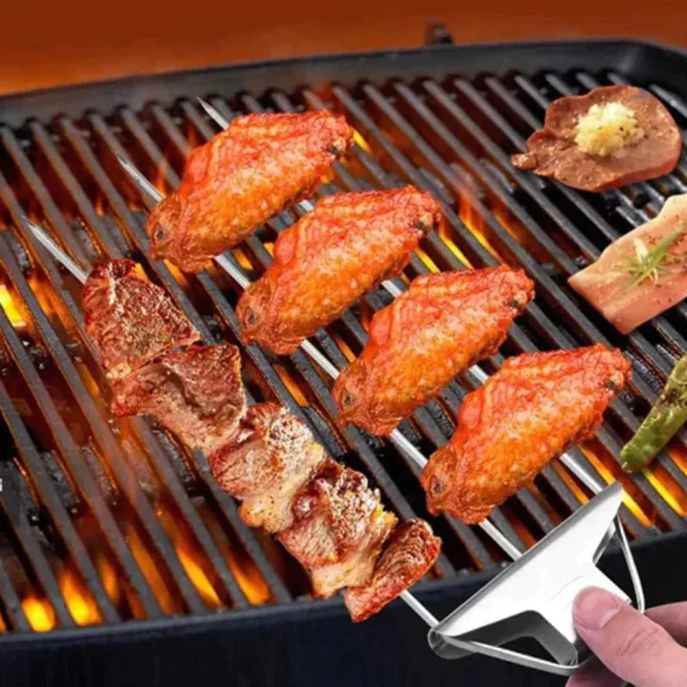 Stainless Steel BBQ Skewers Triple Grill Tool