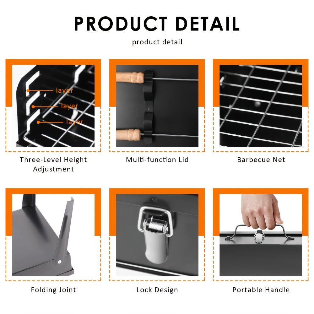 Grillmate Fold – Foldable Steel Suitcase Grill for Garden, Camping & Outdoor BBQ