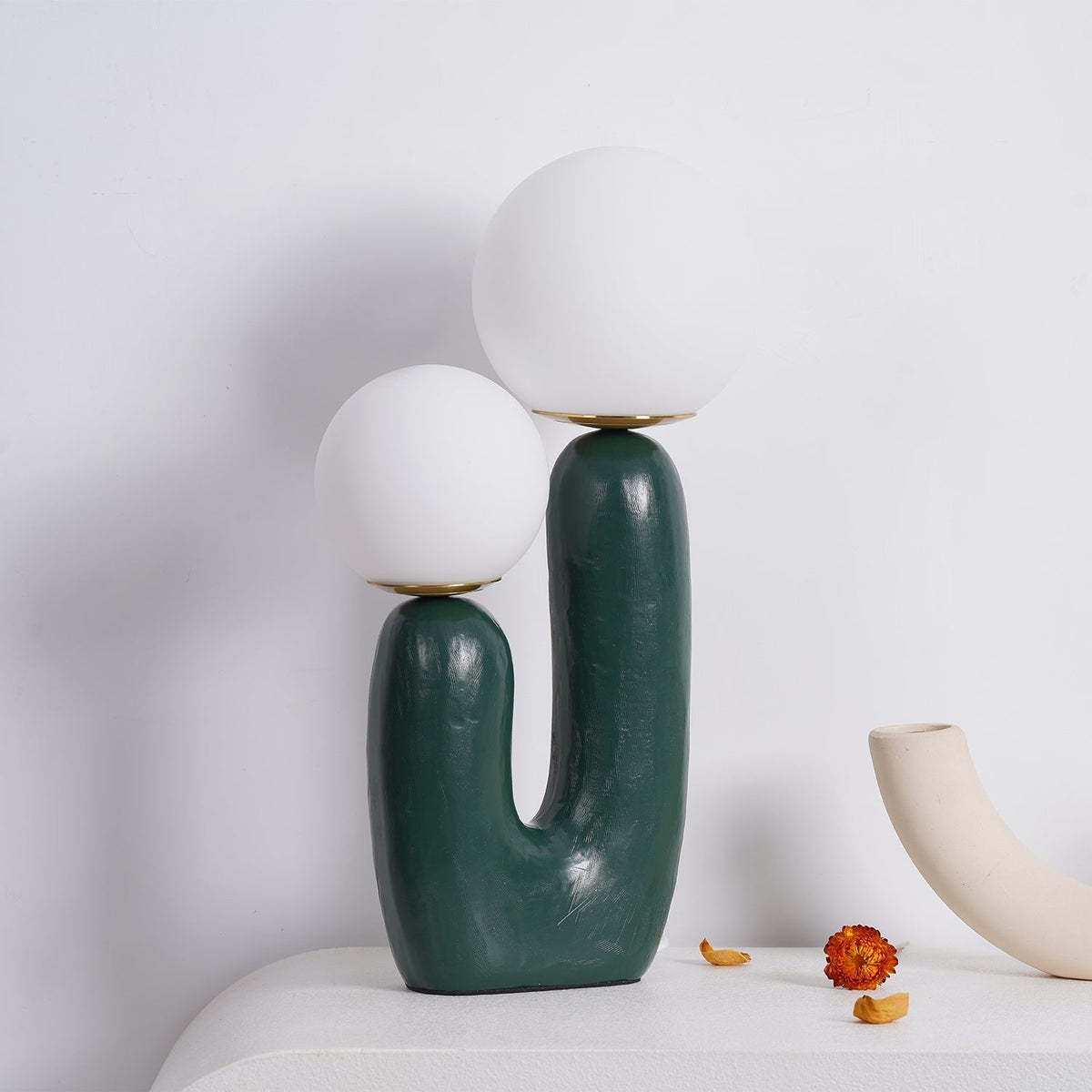 Contemporary Style Table Lamp with Natural Accent