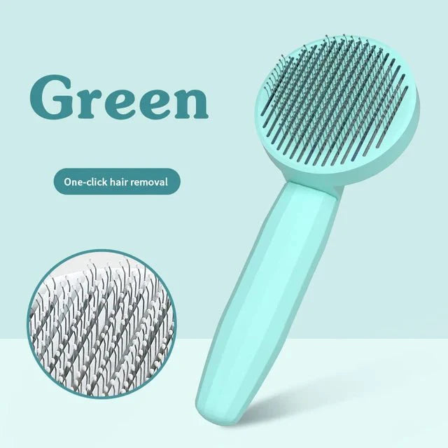 GROOMCLICK – Self-Cleaning Cat Brush for Gentle Grooming & Less Shedding