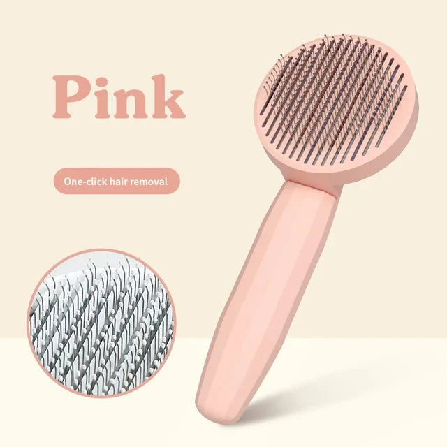 GROOMCLICK – Self-Cleaning Cat Brush for Gentle Grooming & Less Shedding