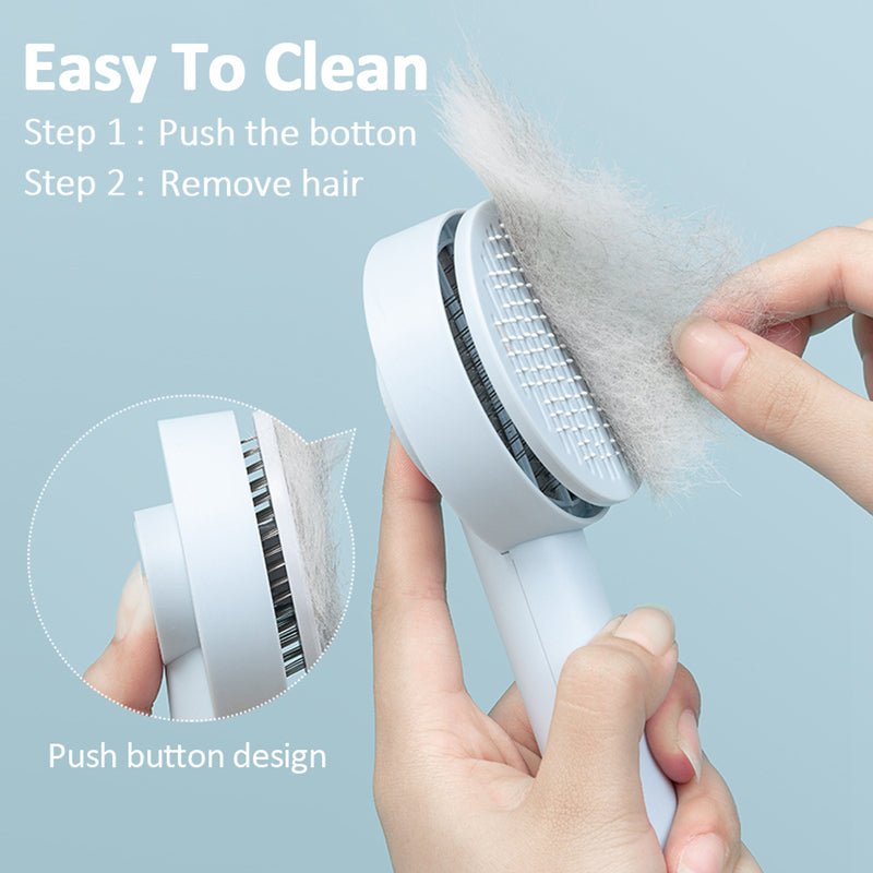 GROOMCLICK – Self-Cleaning Cat Brush for Gentle Grooming & Less Shedding