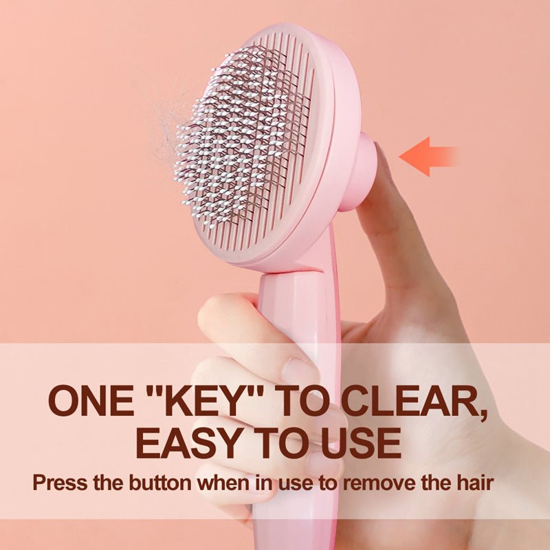 GROOMCLICK – Self-Cleaning Cat Brush for Gentle Grooming & Less Shedding