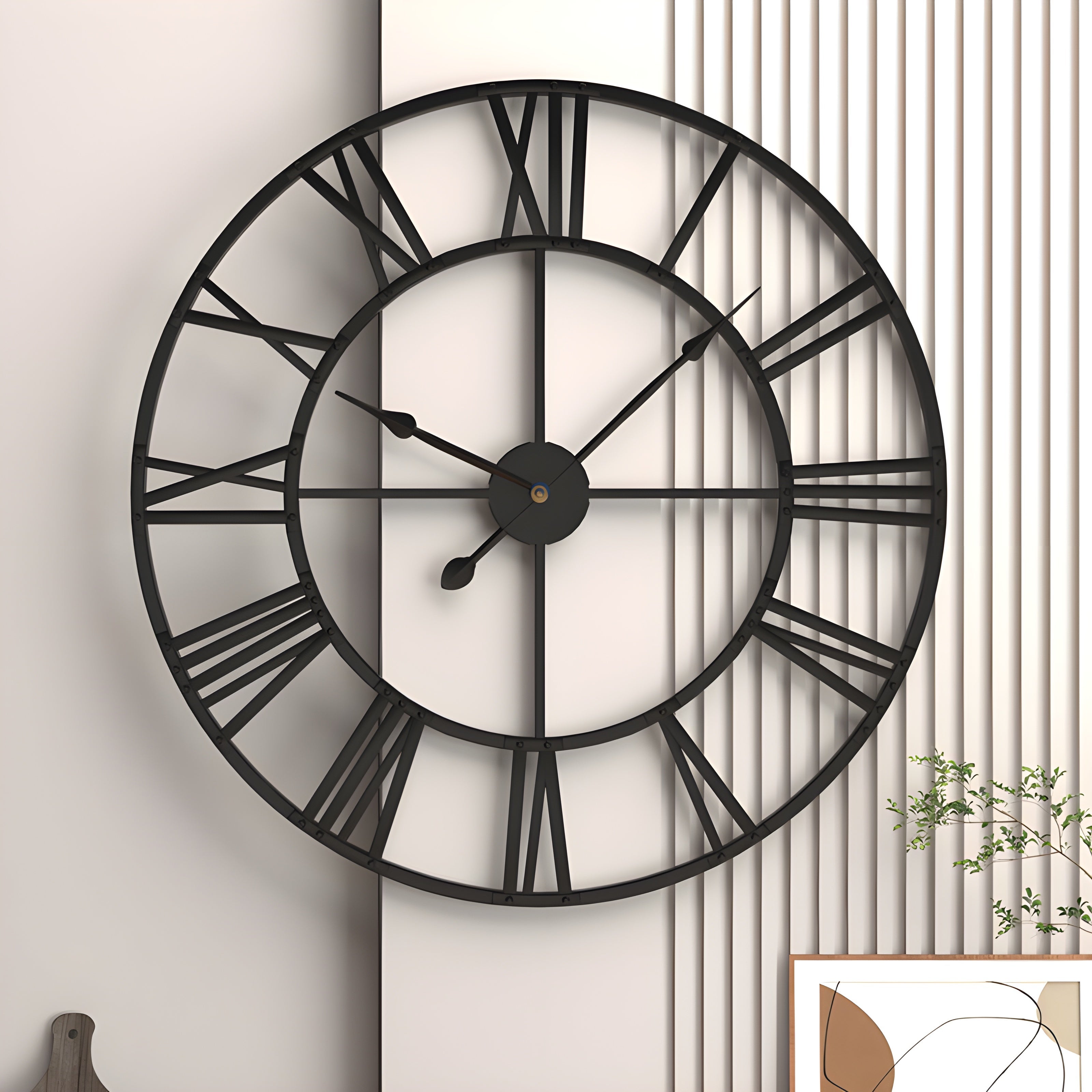 Roman Numerals Iron Art Wall Clock