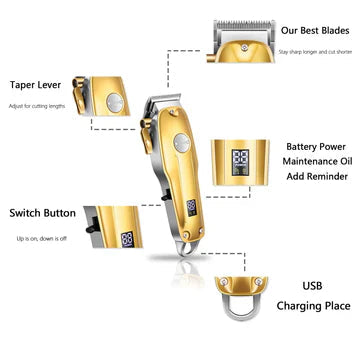 Professional Hair Clippers for men gold Set | Gold Hair Clippers Cordless