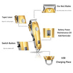 Professional Hair Clippers for men gold Set | Gold Hair Clippers Cordless