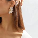 Half Flower Enamel Earrings
