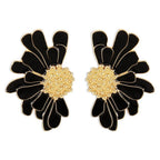 Half Flower Enamel Earrings