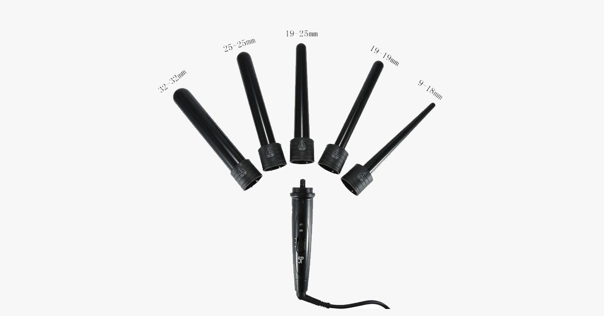 Achieve the salon look with the curling iron set and the heat-resistant glove