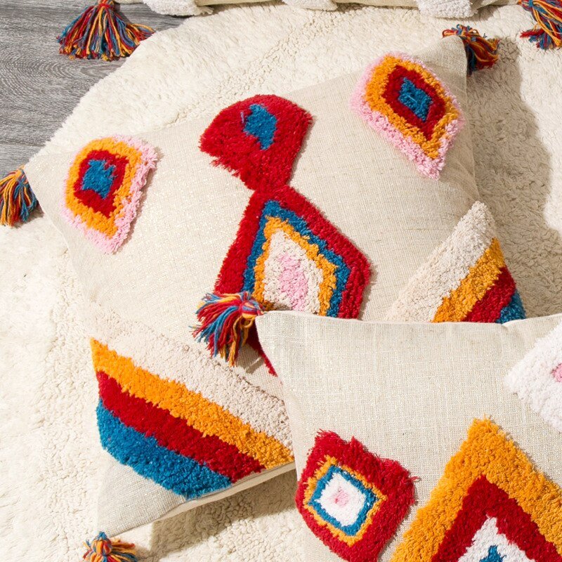 Handcrafted Moroccan Boho Style Cushion Cover