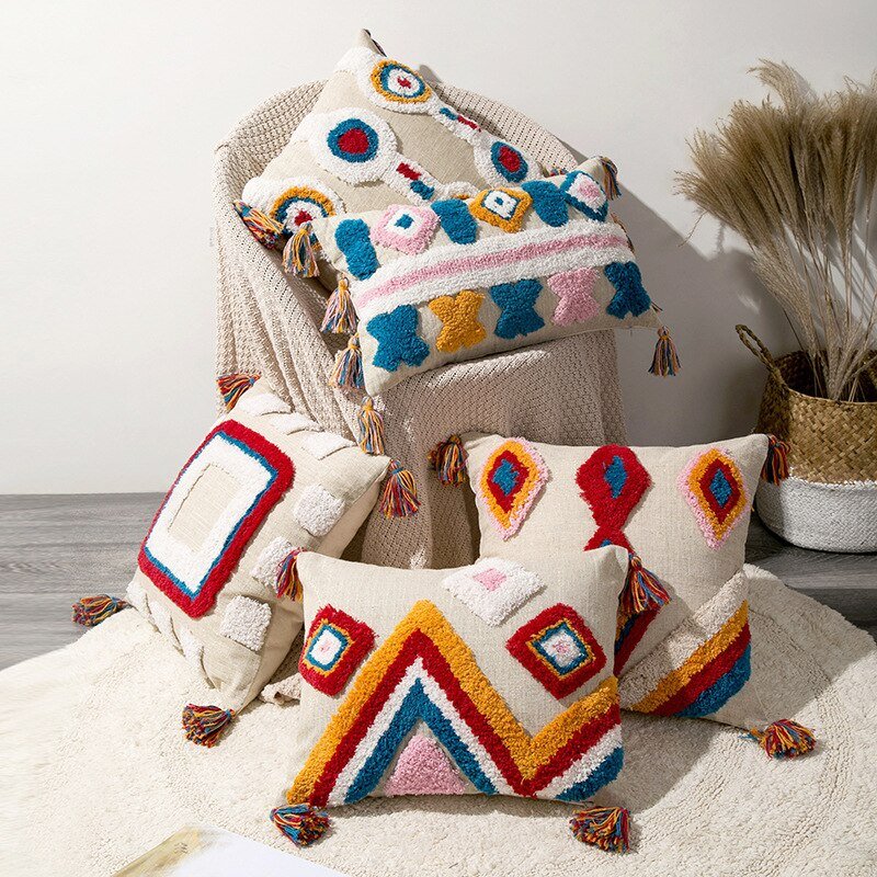 Handcrafted Moroccan Boho Style Cushion Cover