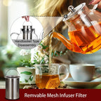 Heat Resistant Borosilicate Glass Tea Kettle Stainless Steel Infuser