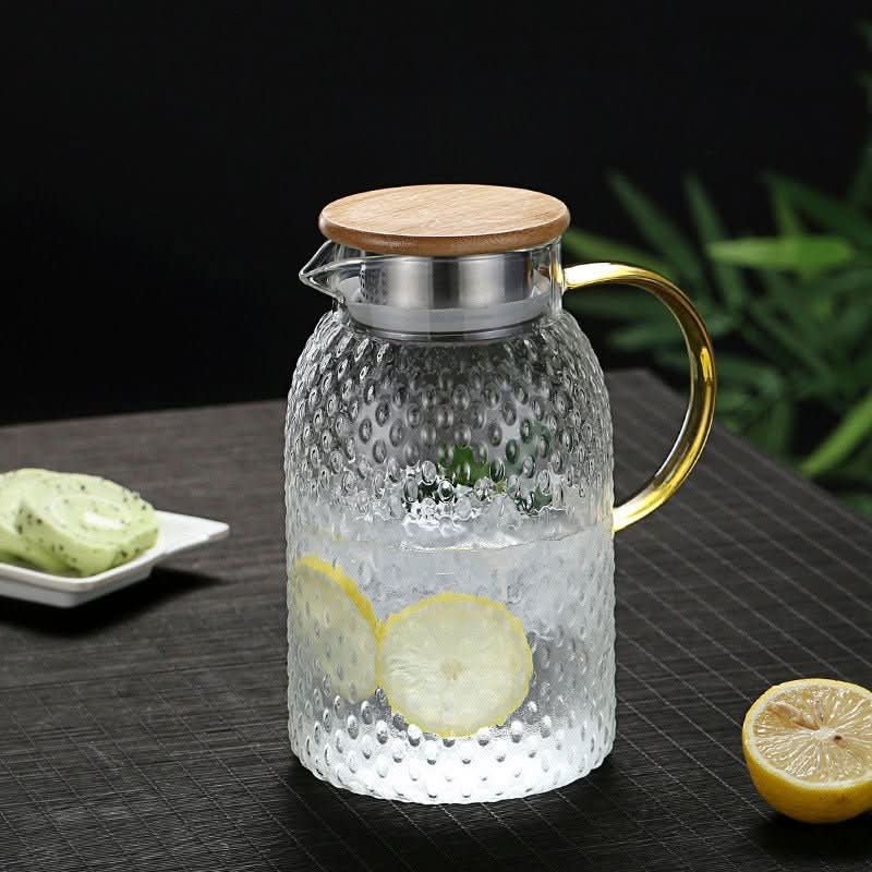 Heat-Resistant Glass Pitcher with Bamboo Lid