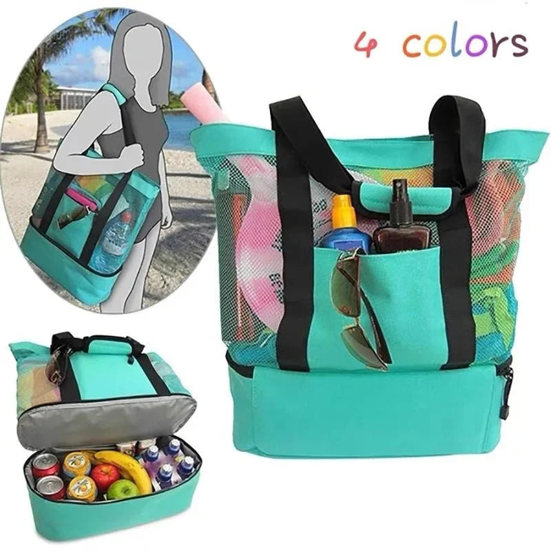 High-Capacity Picnic and Beach Bag – Waterproof, Double-Layer Mesh Design for Outdoor Adventures