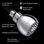 High Pressure Showerhead 3" Anti-Clog Anti-Leak Fixed with Adjustable Swivel Ball Joint Made of Brass