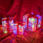 Set of 3 LED Christmas Gift Box Decorations